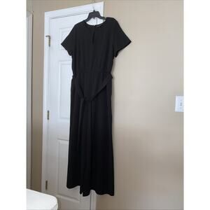 Lane Bryant Black Short Sleeve Belted Wide leg Pockets Jumpsuit Plus Size 18 NEW